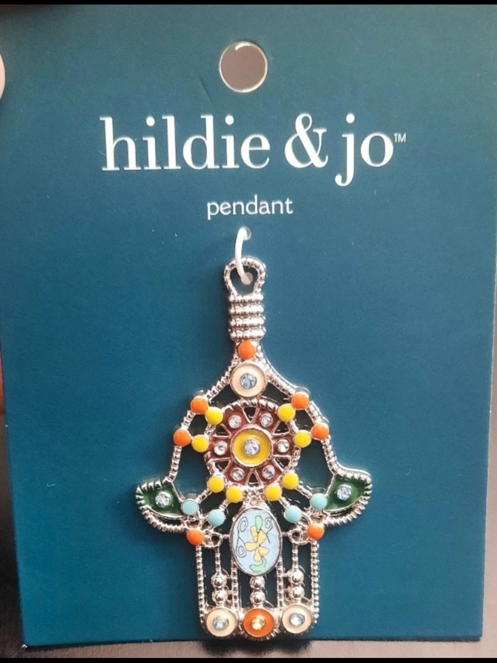 A Charm of Protection. A Silver Multicolor Bead Hamsa Pendant